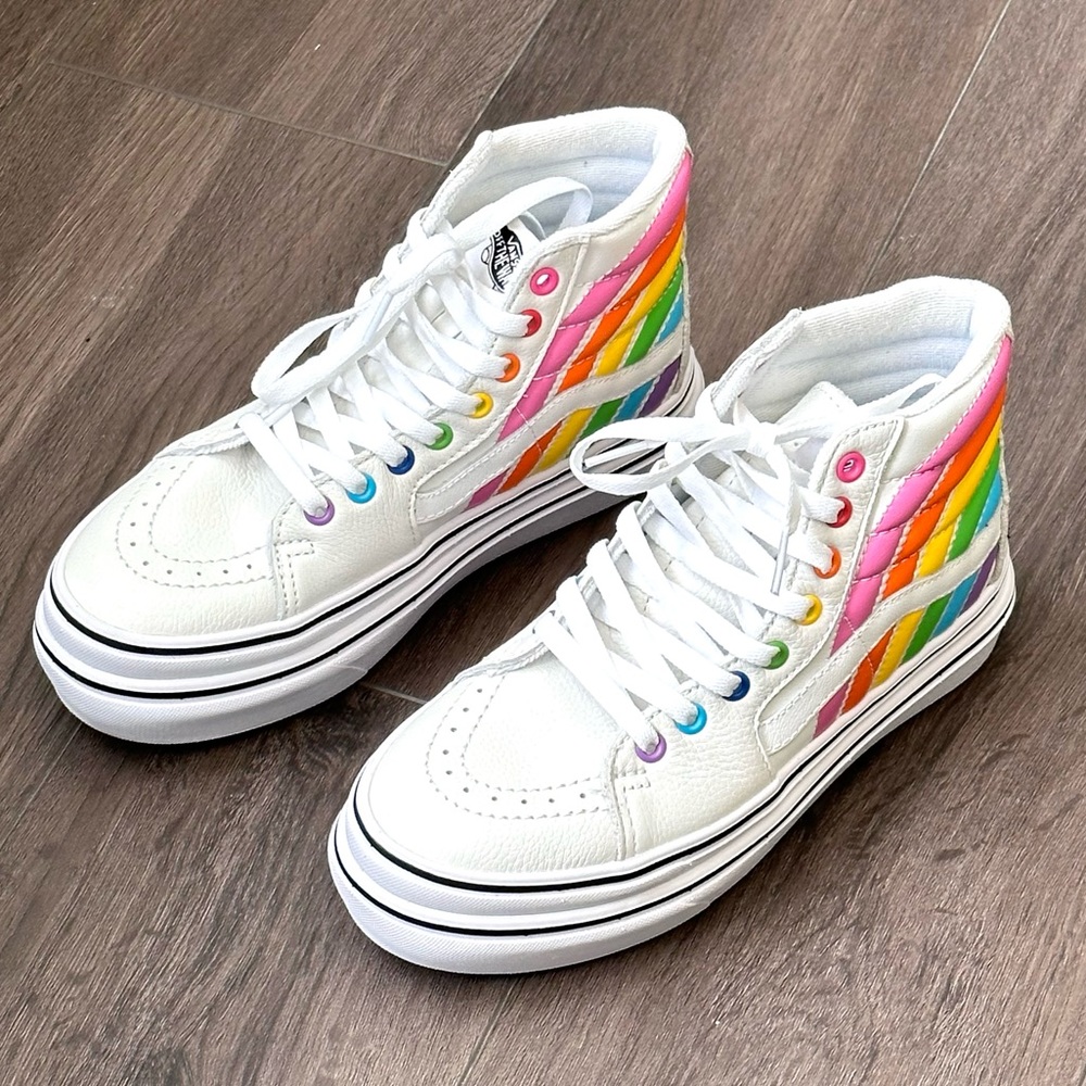 Vans X Flour Shop Super Comfychush SK8-HI Rainbow Sneakers Size 7 Woman
